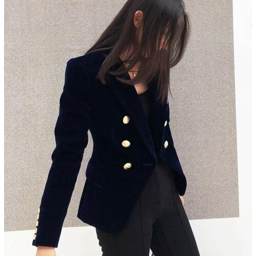 Fashion Short velvet suit blazer dress womens Suits jacket autumn winter elegant blue gold velvet suit jacket blazer feminino