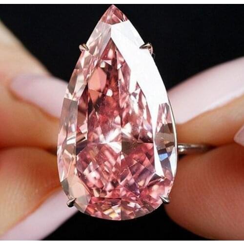 Hot Strawberry AAA Zirconia Crystal Girl Pink Rings New 2019 Color Zircon Stones Ring For Women Wedding Jewelry Accessories Gift