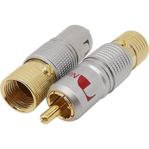 1/2Pcs Gold Plated RCA Plug Locking Non Solder Audio Speaker Terminal Male Plug RCA Coaxial Wire Cable Connector Socket Adapter