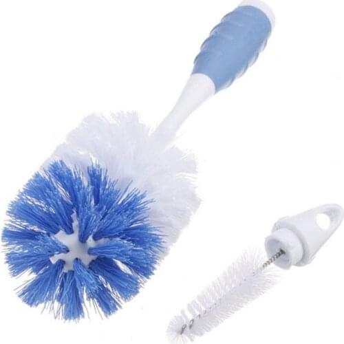 2 In 1 Baby Bottle Brushes Nipple Brushes Spout Tube Teat Sponge Baby Feeding Bottle Cleaning Brush Set Multifunction Cup Brush