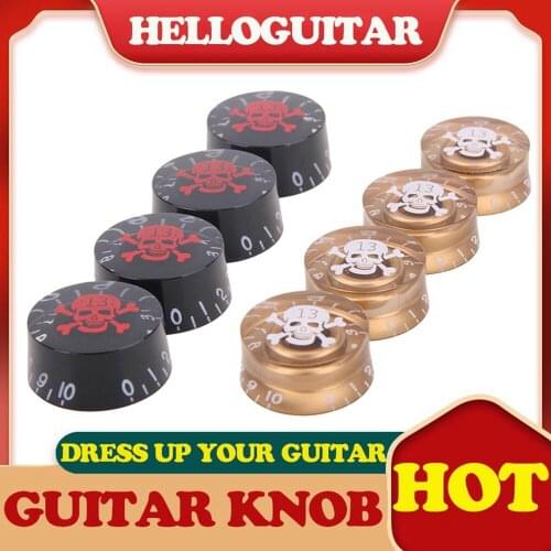 4 Pcs Electric Guitar Knobs Skull Guitar Speed Control Volume Tone Knobs Potentiometer Knob for LP SG TL ST Style Guitar