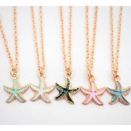 5 Color Choose Starfish Pendant Necklace Elegant Lady Exquisite Jewelry Christmas Surprise Gifts For Women