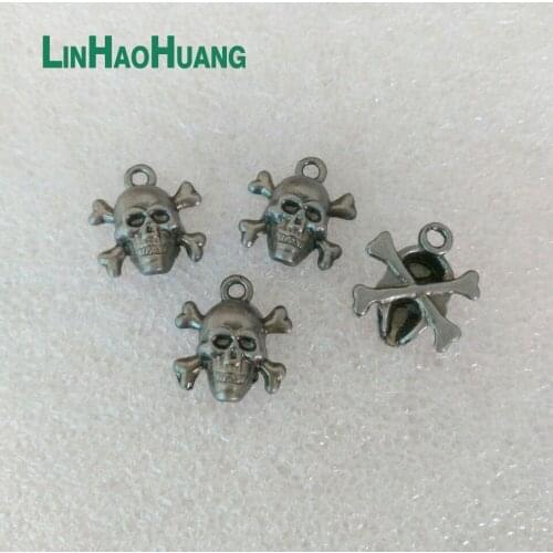 50pcs/lot zinc alloy Metal Skull Bone Devil Logo Skeleton with alum nail antique silver free shipping 2017081701