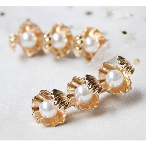 6cm Shell Pearl Alloy Hairpin INS Retro Bangs Clip Hair Clip for Women Barrettes Hair accessories