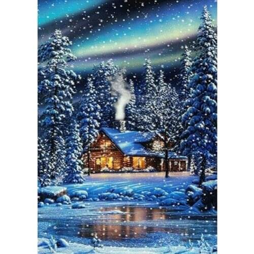 DIY 5D Diamond Painting snow scenery House Tree Full Round Diamond Painting Winter Diamond Embroidery Mosaic Painting Kerst gift