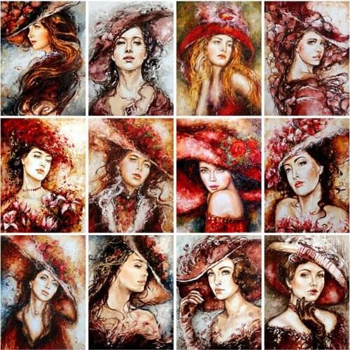 5D DIY Diamond Painting Women Portrait Full Round Drill Rhinestone Embroidery CROSS STITCH DIAMOND Mosaic Home Decoration