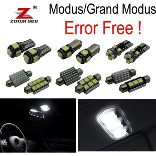 12pc x For 2004-2013 Renault Modus Grand Modus Error Free Car LED bulbs Interior Reading dome map trunk Light Kit