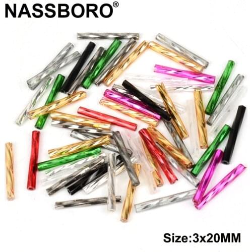 Approx.3x20mm Czech Twist Bugles Glass Seed Beads for Jewelry Making Long Tube Beads DIY Sewing Accessories Necklace Wholesale