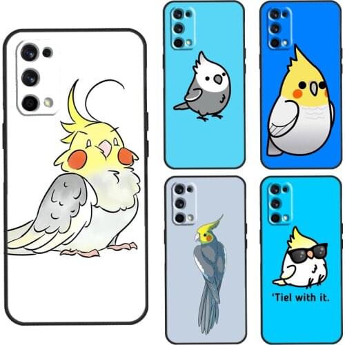 Cartoon Animal Chubby Cockatiel Case For Realme C3 C11 C15 GT Neo Q3 6 7 8 Pro Cover For OnePlus 8 Pro 8T Nord 9 Pro Shell