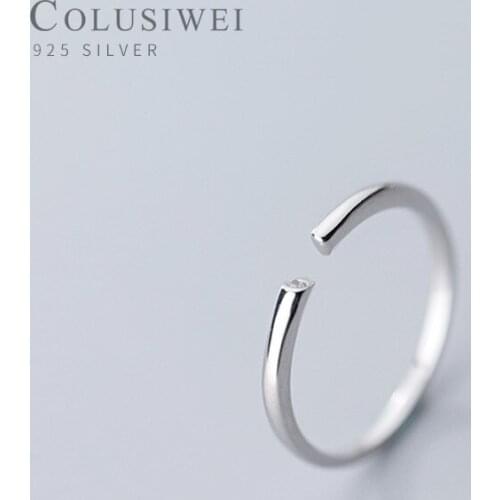COLUSIWEI Genuine 925 Sterling Silver Geometric Ring for Women Fashion Open Adjustable Finger Rings female Fine Jewelry 2020 New