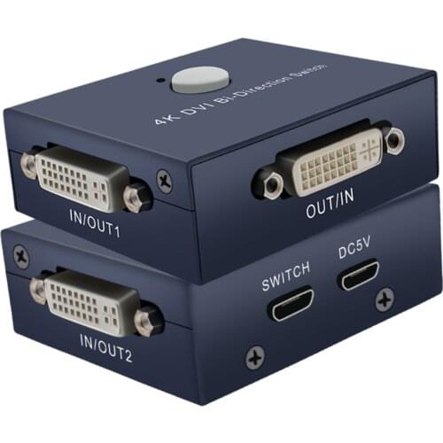 DVI Switch 2 port BI-direction DVI Switch 2X1 1X2 splitter 4K 30Hz HDMI-compatible switch splitter for PC laptop