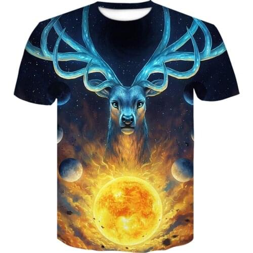 Deer Galaxy harajuku Animal T-shirts 3D Printed t shirt for men popular Women tshirt short sleeve Funny T-shirt vintage clothes