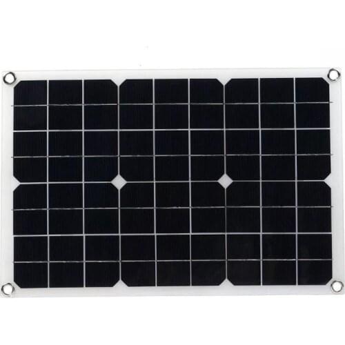 ALLMEJORES Flexible solar panel 20W monocrystalline output 5V USB/18V DC solar charger with clip for car battery