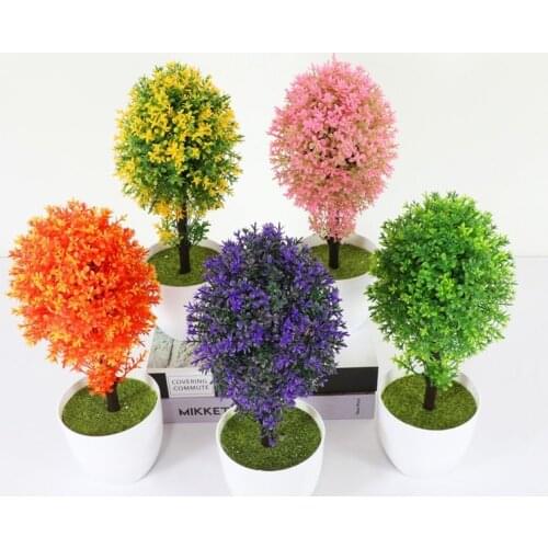 1pc Artificial Periwinkle Plant Bonsai Simulation Plastic Small Tree Pot Plant Ornaments for Home Tabl Hotel Garden Decoration