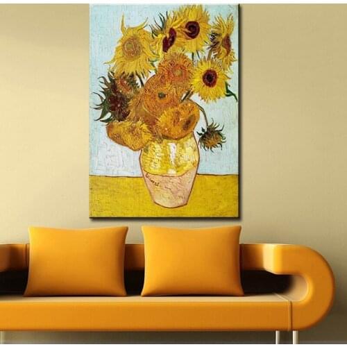 Wall Picture oil painting vincent van gogh vase with twelve sunflowers impressionist painter print wall painting Framed