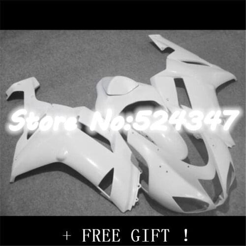 B HW- Body For KAWASAKI NINJA ZX6R 07 08 ZX-636 ALL White ZX-6R HOT ZX 6R 07 08 2007 2008 ZX636 HOT Gloss white Fairing