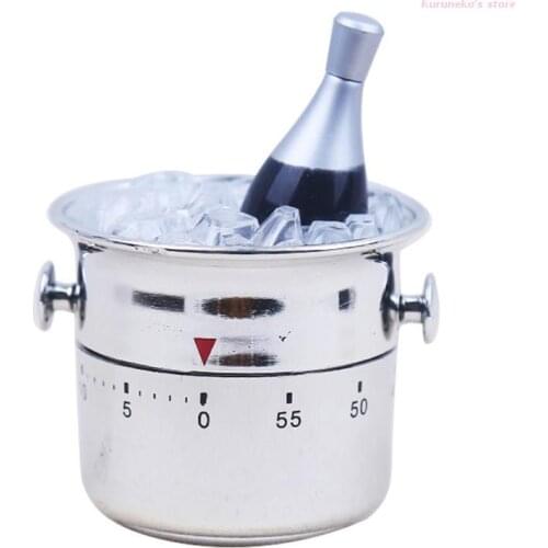 Creative Wine Cooler Ice Bucket Shaped Kitchen Timer Household 60 Minutes Mechanical Wind-Up Time Reminder Bell Cooking Tools Ga