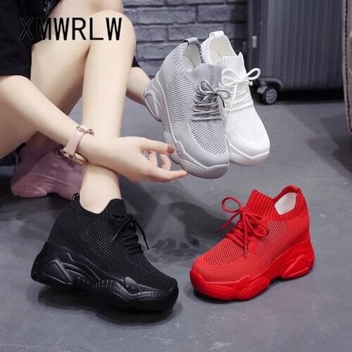 XMWRLW Hidden Heel Womens Shoes 2020 Spring Summer White Black Sneakers For Women High Heels Vulcanized Shoes Female Sneakers