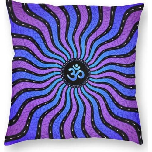 Cool Shiva Om Square Throw Pillow Cover Home Decor 3D Double-sided Printing Sacred Geometry Mandala Cushion Cover for Car
