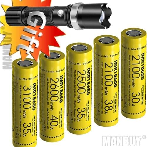 NITECORE IMR18650 2500mAh 35A 3.7V Li-ion Protected Rechargeable Battery high performace for vaping devices VAPERS(1pc/Flat Top)