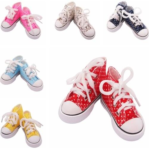 Mini Sneakers Canvas 1/3 Doll Shoes 7.5cm Dot High Top Shoes for BJD Doll Fashion Shoes for Russian DIY Handmade Doll Accessorie