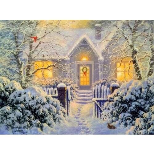 House at Christmastime scenery Cross Stitch Kits Needlework Sewing Embroidery Crafts 14ct Unprinted DIY Arts Handmade Home Decor