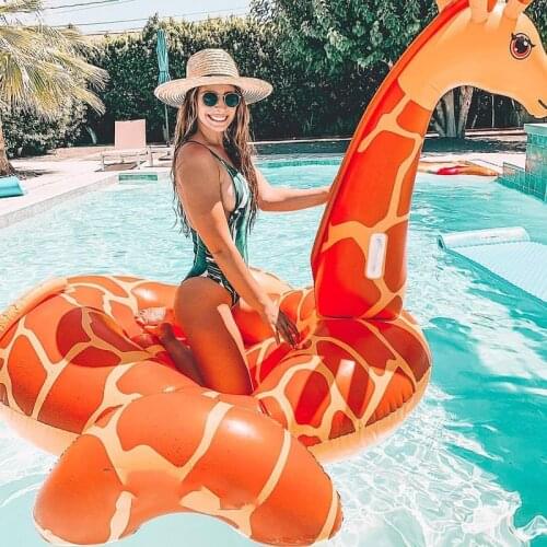 200cm Inflatable Giraffe Swimming Ring Pool Float Mattress Alpaca Swimming Circle Beach Summer Water Inflatable Toys Piscina