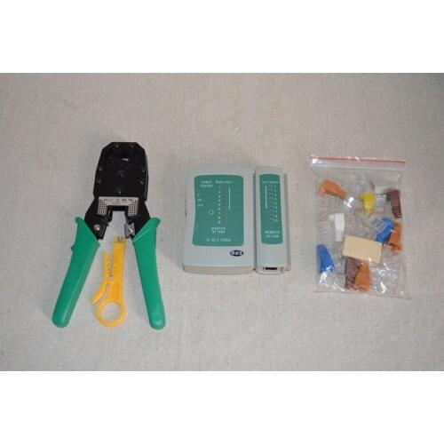 NEW RJ45 Crimp Tool MODULAR Coax Cable Tester Network Crimper Connector 30pcs Network crystal head