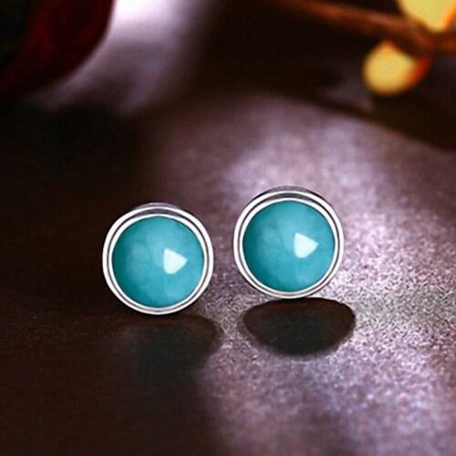 2018 Limited Promotion Brinco Natural Amazonite Small And Exquisite Silver Earrings Ladys Natural Gemstone Earrings For Women