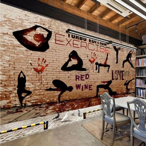 Custom photo wallpaper 3D wallpaper Gym yoga sports silhouette background wall wallpaper lobby custom studio mural