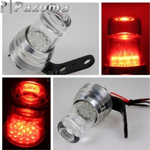 Silver Stop Brake Light Moto Universal Roundness Shot Glass Led Taillight Tail Light for Old School Bobber Racer