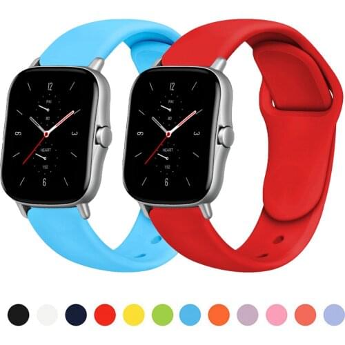 20mm/22mm Silicone band For Amazfit GTS/2/2e/GTS2 Mini/GTR 42mm/47mm/GTR2/2e/stratos 2/3 Sport Watch Bracelet Amazfit bip strap