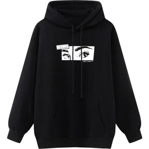 Oversize Girls Soft Cotton Vintage Hoodies 2021 Office Ladies Fleece Pullovers Loose Women Black Hooded Sweatshirt