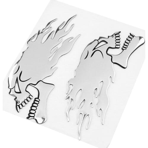 Universal 3D Stickers Fuel Tank Skull Decals Motorcycle Accessories 2 PCS