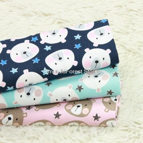 High quality thick cotton cloth Nordic style animal bear head printed fabric Manual DIY mouth gold bag fabric cotton 90cmx110cm