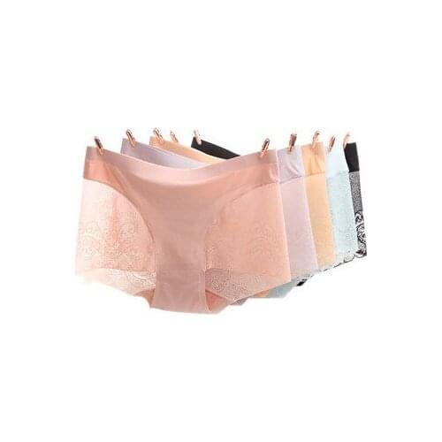 Good Quality High-end brand sexy lace a waist briefs in the chip boxer Ice silk sexy non-trace ladies underwear hot style AX7