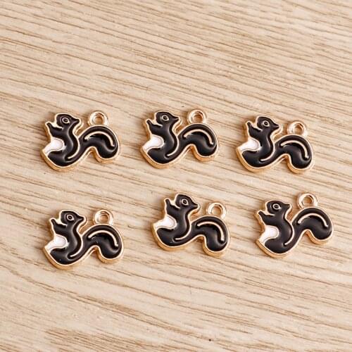 10pcs 14*14mm Cute Squirrel Charms DIY for Necklaces Pendants Bracelets Handmade Trendy Enamel Charms Jewelry Accessories Making