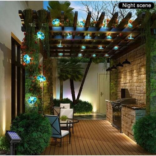 10LED Solar Flower Light Outdoor Waterproof Morning Glory Solar Fairy String Lights for Home Garden Yard Christmas Party Decor
