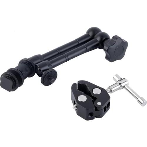 11 inch DSLR Rig Movie Kit Articulating Magic Arm + Super Clamp Crab Plier Clip For Camcorder LCD Monitor Led Flash Light
