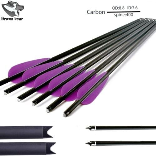 12 PCS 16” 18" Carbon Arrow 400 Spine Archery Crossbow Bolts carbon 20 For Crossbow Archery Hunting Bow Arrows Outdoor Shooting
