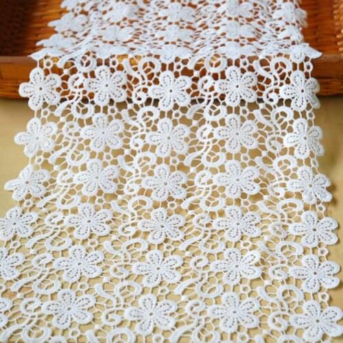 15Yards Embroidered Lace Trim Milk Flowers Ribbon Fabric Handmade DIY Sewing Craft For Costume Hat Shoes Decoration 30cm Width