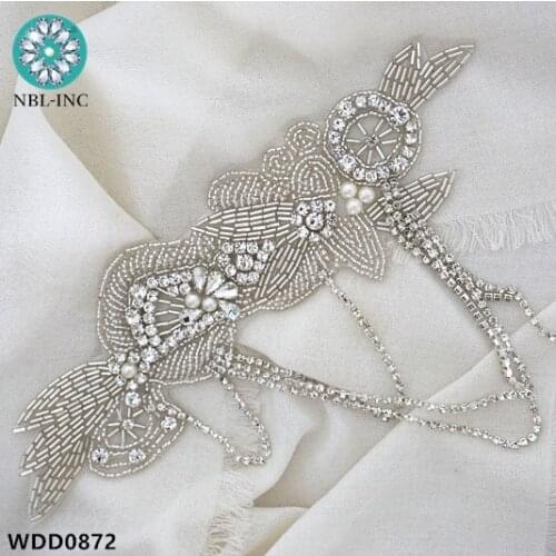 30PCS )Wholesale bridal beaded sewing crystal rhinestone applique iron on for wedding dresses WDD0872