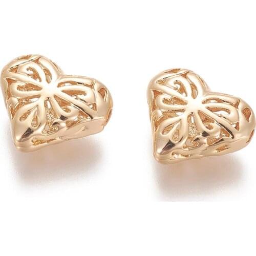 4pcs/lot Brass Metal Heart Beads with Hole for DIY Bracelet Neckalce Jewelry Making Decor Material Accessories 11.5x13.5x6.5mm