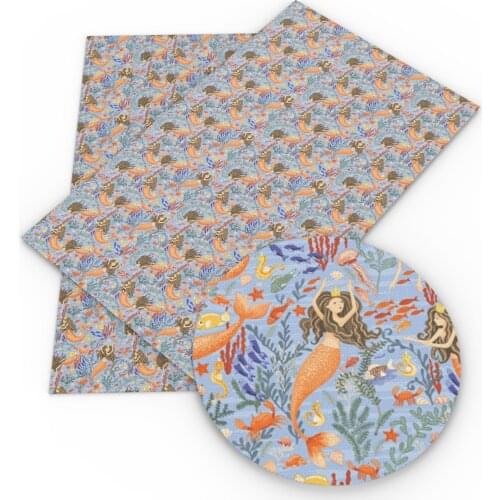 David accessories 20*33cm Flower Printed Faux Synthetic Leather Fabric DIY Bow Bags Phone Cover Material Home Decoration,1Yc7674