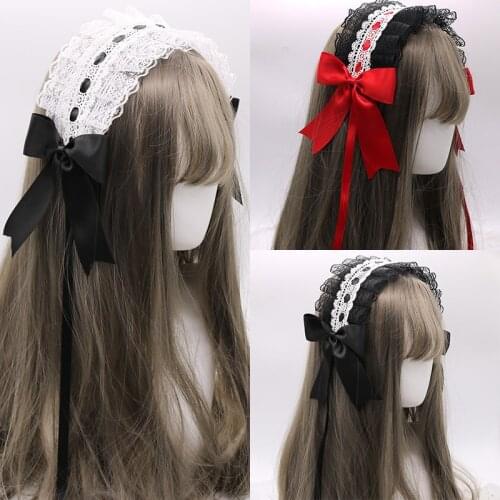 Hair Bands Accessories Headband Japanese Soft Girl Lace Hairdress Versatile Headbands For Hair Woman Maid Headdress Bandana