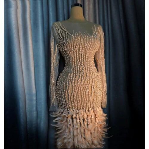 Arabic Robe Long Sleeves 2021 Dubai Short Evening Dresses Knee Length Beaded Turkish Moroccan Kaftans Prom Dress Party Gowns