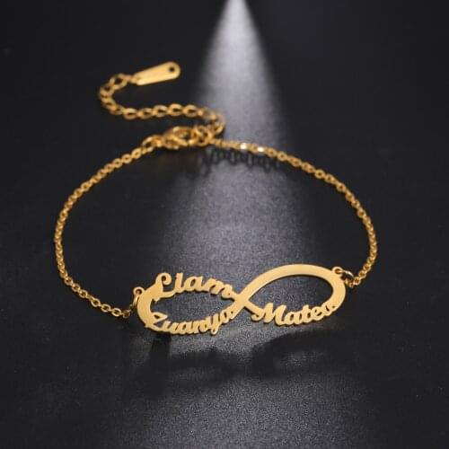Sipuris Custom Name Bracelet Infinity Stainless Steel Adjustable Bracelet For Women Personality Fashion Jewelry Couple Gifts