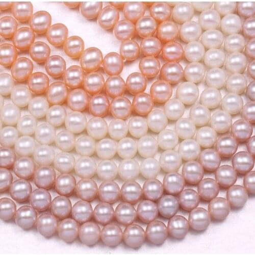 Natural Freshwater Pearl Beads For DIY Jewelry Making Necklaces Bracelets Earrings White/Pink/Purple 6-7mm 36cm