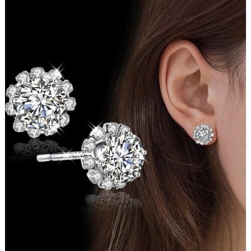 Zircon Stud Earrings For Women Earring Earings Silver color plated Jewelry Earing Brincos Brinco Oorbellen Pendientes Gift F241