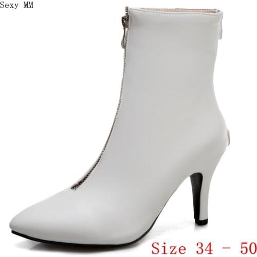 Spring Autumn High Heel Women Ankle Boots Woman Short Boots High Heel Shoes Plus Size 34 - 40 41 42 43 44 45 46 47 48 49 50